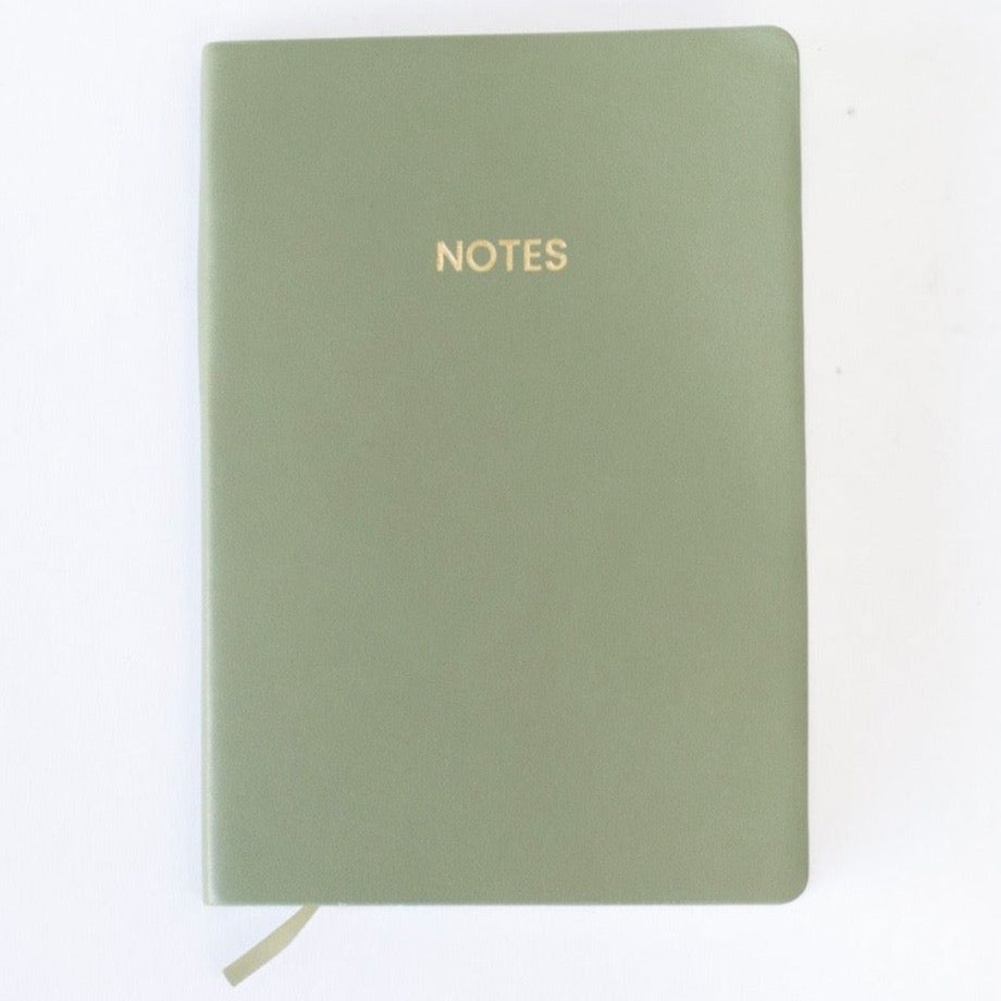 Olive Green Vegan Leather Medium Notebook