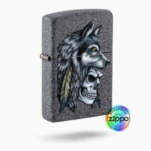 51.jpg Zippo Wolf Skull Feather Design Windproof Lighter