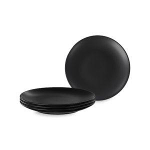 Black Stoneware Rim Dinner Plates - Set of 4