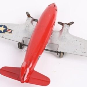 Vintage Marx Pressed Steel Airplane Toy Plane 9.5" Wing Span One Restored