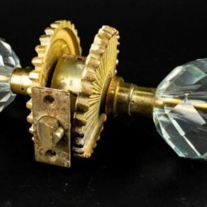 Vintage Schlage Glass Diamond Pattern Casino Door Knobs Lockable Hollywood Regen