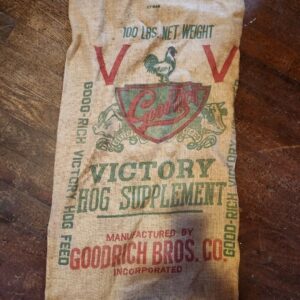 Vintage Good Rich Victory Large Burlap Sacks Wayne Seeds Hog Supplement