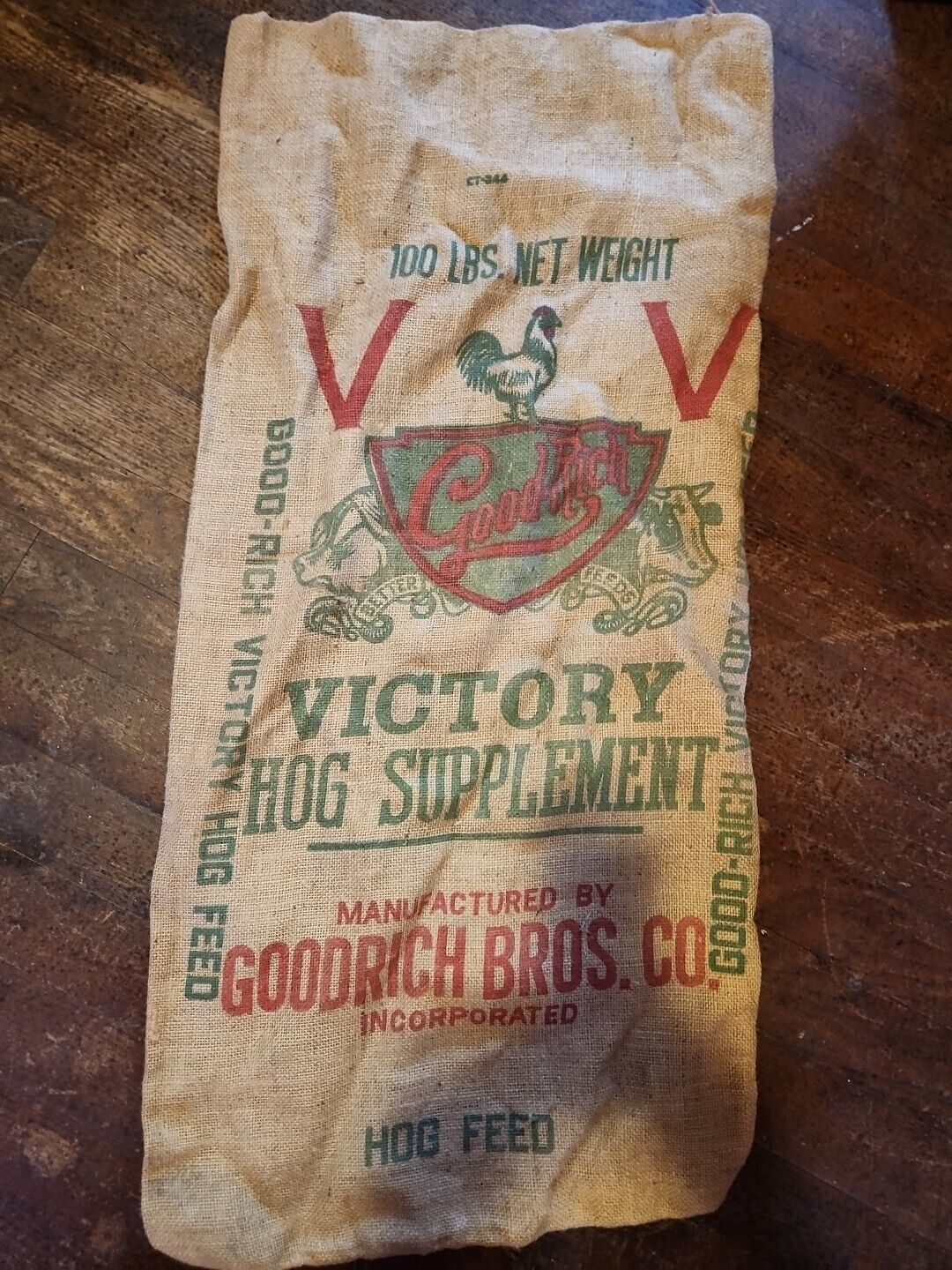 Vintage Good Rich Victory Large Burlap Sacks Wayne Seeds Hog Supplement