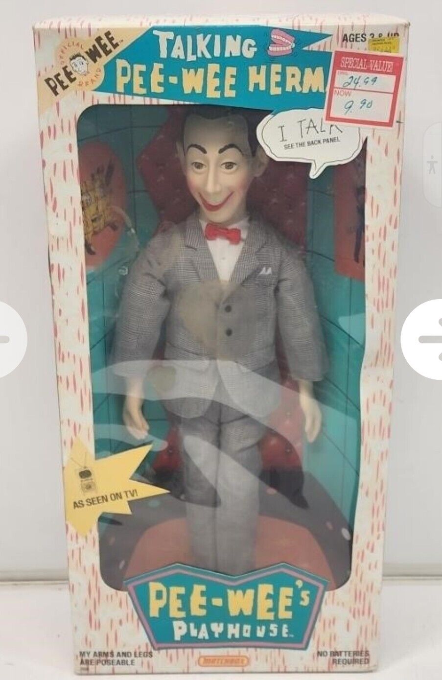 1987 Talking PeeWee Herman Doll, MIB, Sealed, Never Opened. Excellent. Talks
