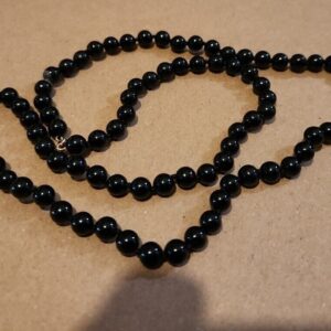 Vintage Black Onyx & 14kt Gold Clasp & Bead Necklace MCM Elegant Classy