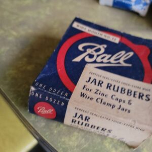 Vintage Full Ball Box Jar  Rubbers For Zinc Caps Wire Clamp Jars Wide Mouth 33