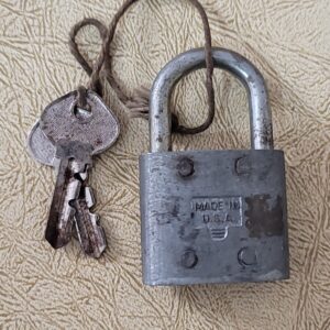 Antique Metal Padlock Slaymaker Rustless Made In USA 2 Keys Vintage