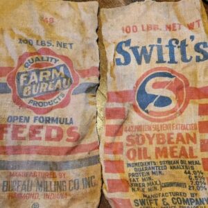 Vintage Farm Swifts Victory Large Burlap Sacks Wayne Seeds Hog