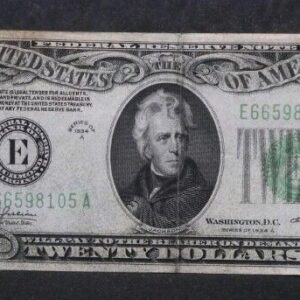 1934 A MULE TWENTY DOLLAR BILL ERROR BEAUTY off set Printing Back To Front