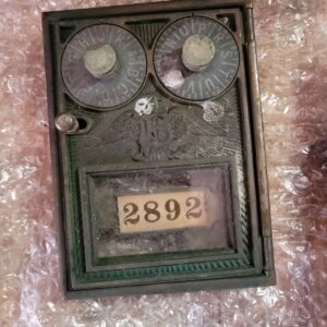 Vintage Brass Post Office Box Door Double-Combination -  Works, Art Deco Nouveau