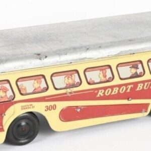 1940s-50s Kingsbury Woodhaven Tin Litho Windup Robot Bus Excellent Working