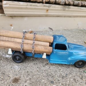 Vintage Restored Hubley Kiddie Logging Truck #469 Orange With 5 Logs Chain