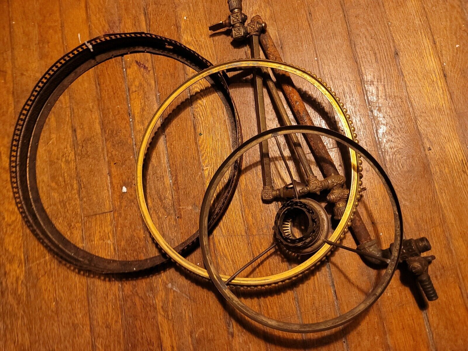 Mixed Antique Lot Old Brass Gas Lamp Parts Fixtures Lighting fitters chandelier