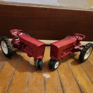 Two Vintage Metal Farm Tractor Toy Die Cast Ertl Co International Harvester Red