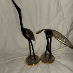57_4ce391af-2383-4a1e-af96-985ece7728e6.jpg Set of 2 Vintage Brass BlackHeron Stork Crane Bird Figurines Vintage MCM NICE