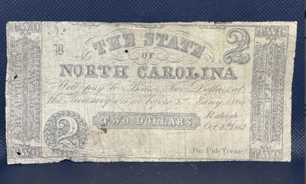 1861 $1 DOLLAR STATE OF NORTH CAROLINA OBSOLETE PRINT