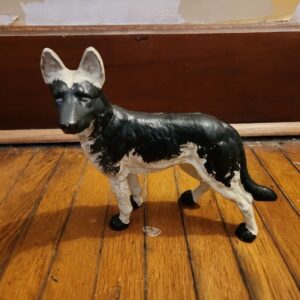 ANTIQUE HUBLEY ? BLACK GERMAN SHEPHERD DOG CAST IRON DOOR STATUE DOORSTOP