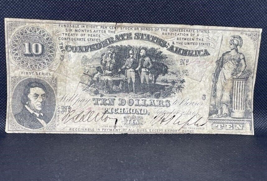 1861 $10 Confederate States Notes“General Marion’s Sweet Potato Dinner”