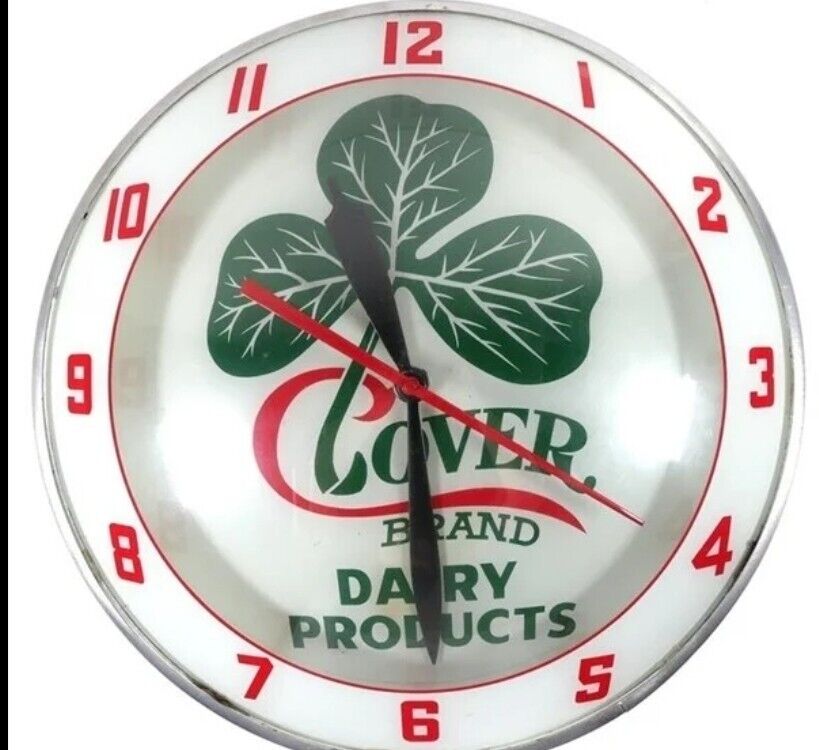 VINTAGE CLOVER BRAND Double ABubble Lighted Clock ADVERTISEMENT