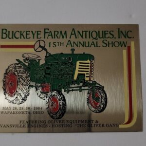 Buckeye Farm Antiques Inc. 15Th Annual Tractor Show Dash Plaque New Unused