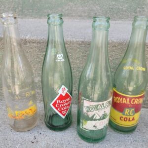 Lot of 4 Vintage 1963 Royal Crown RC Cola Green Glass Diamond Logo Soda Bottle