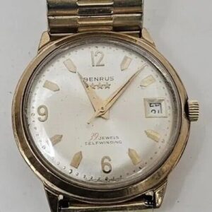 Vtg Benrus Gold Plated 39 Jewels Automatic Date Watch Series 7001 Runs Great B