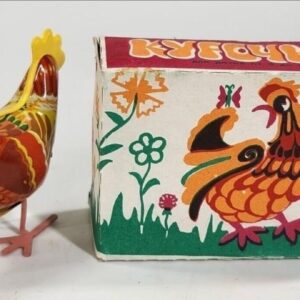 Vintage Rare Russian USSR Wind Up Tin Toy Bird Chicken WITH ORIGINAL BOX AND KEY