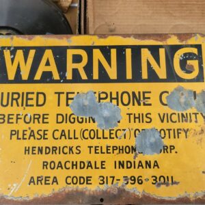 Vintage Indiana Telephone Vintage Warning Underground Cable Steel Sign  10x14