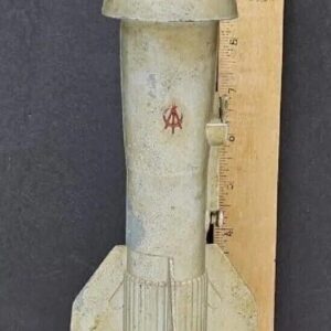 Vtg i1950's Astro Berzac Creation Metal Rocket Mechanical Coin Bank 11" No key