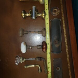 10 ANTIQUE Porcelain Brass DOOR KNOBS HANDLE HARDWARE VICTORIAN Look