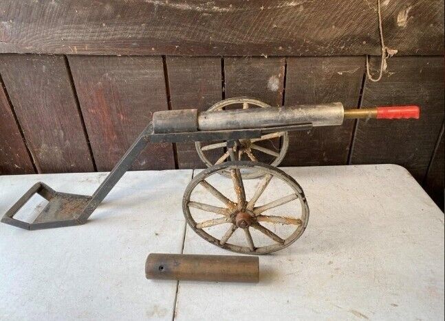 HAND MADE Cannon Military Signal Cannon Army Brass Steel toy War TWO BARRELS
