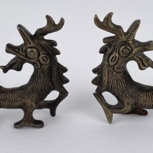 A Pair Of Old Chinese bronze “Feng shui“ kylin beast statue