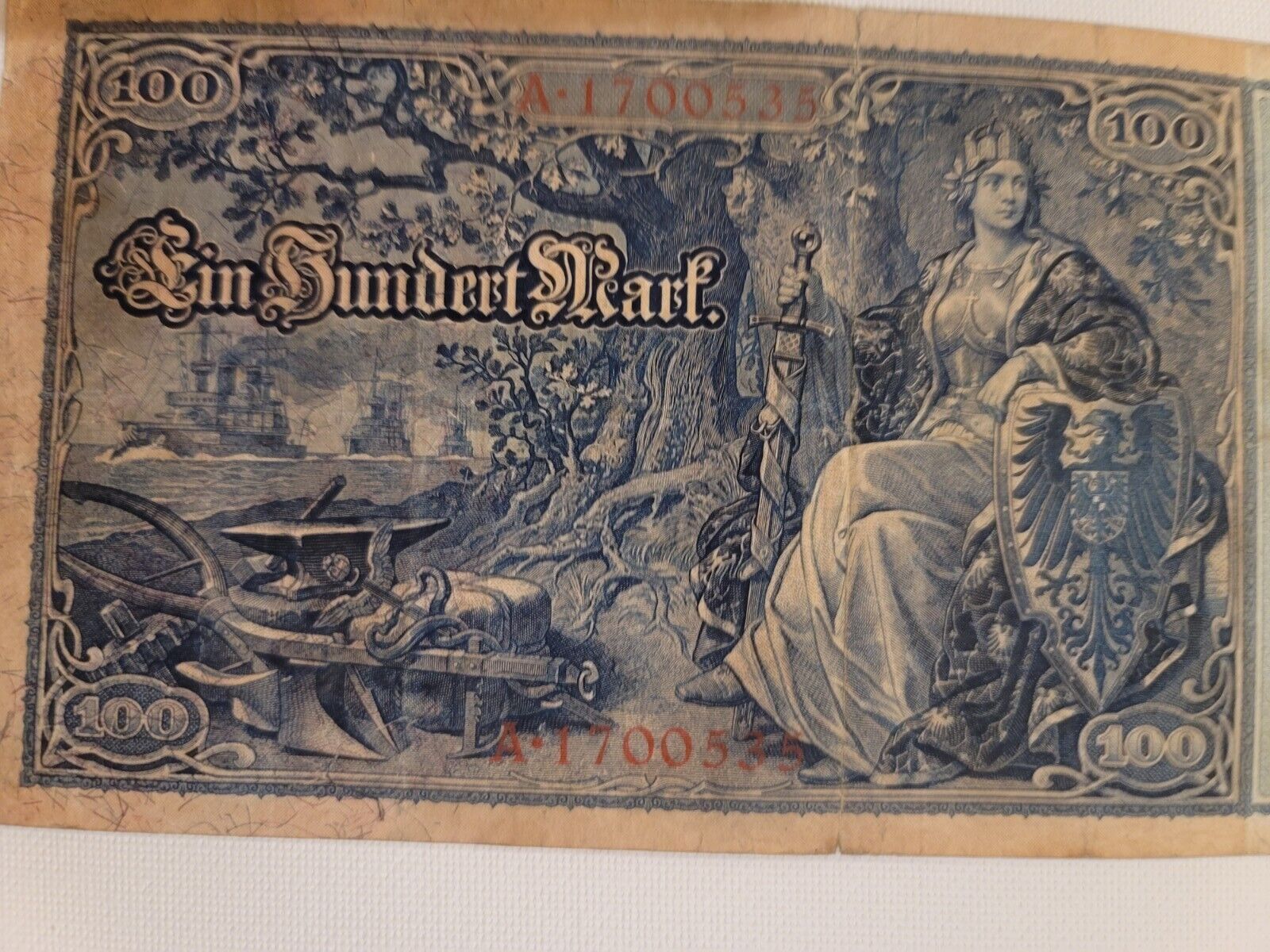 1908 Large German 100 Mark Banknote. Currency. Germany Paper Monet before WW1