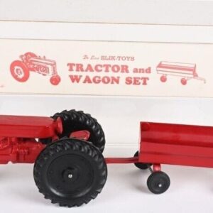 Vintage SILK TOY TRACTOR & WAGON RARE ORIGINAL Box