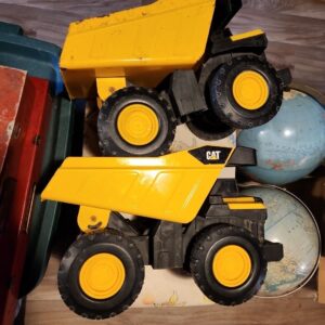 Two Funrise CAT CATERPILLAR 15" Dump Truck Construction Mighty Steel & Plastic