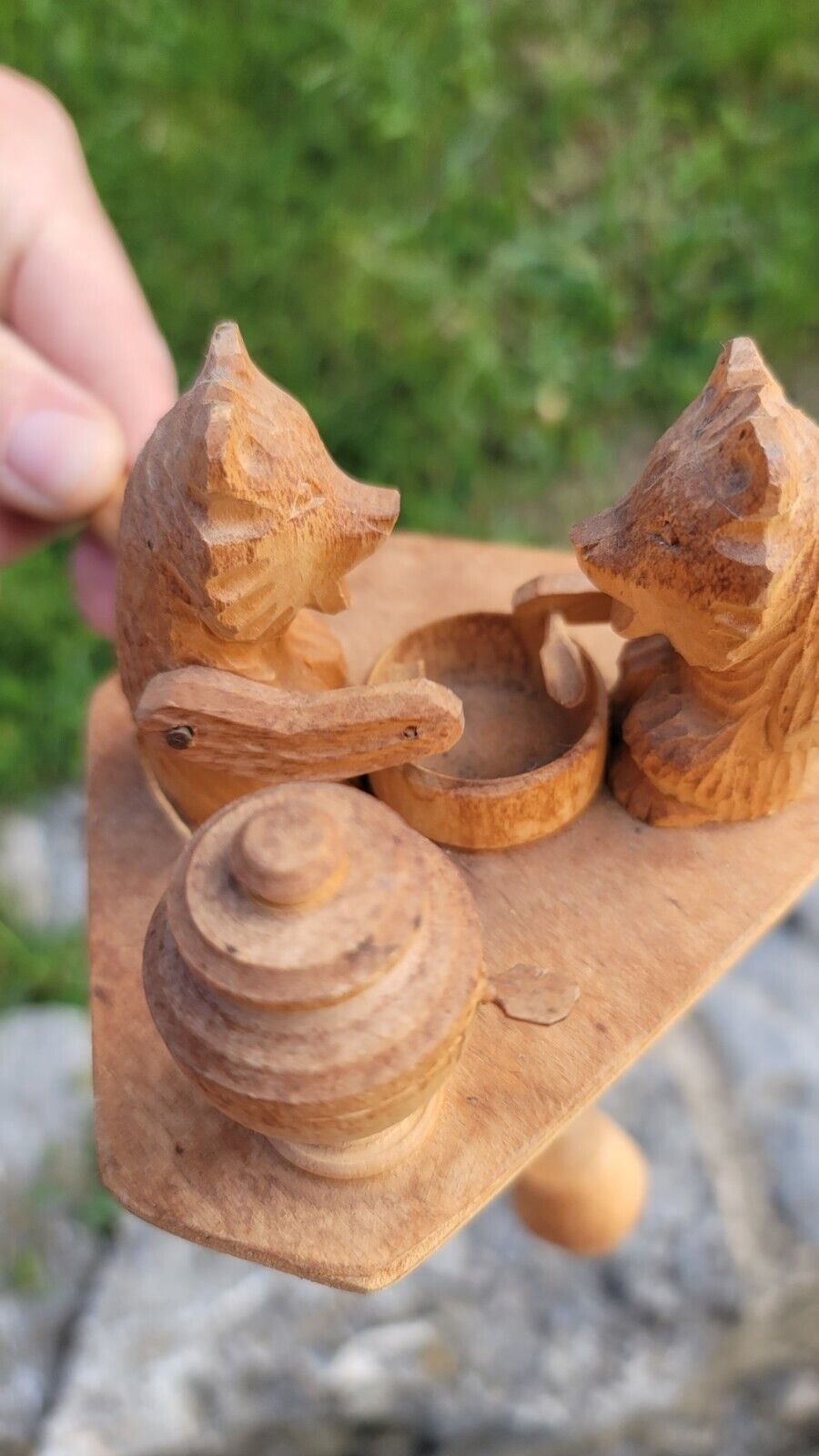 Handmade Old Fashioned Wooden Game Two Bears Eating Honey Magaw Studios