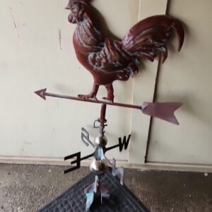 57_85accfec-b268-4f2d-8a70-22ee20385438.jpg LARGE Handcrafted 3Dimensional ROOSTER Weathervane Copper Patina Finish
