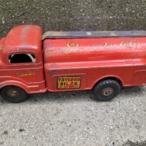 Vintage 1950s Structo Toyland Oil Co Gas Tanker Windup Toy  Works