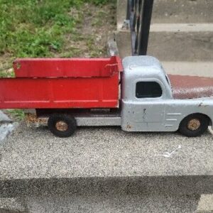VINTAGE 1940's STRUCTO Red & Silver Dump TRUCK ORIGINAL Tonka Toys Decor
