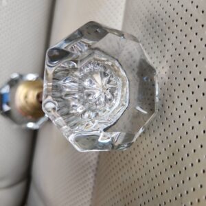 Vintage 1920s-30s glass door knob with brass fittings Faceted Glass