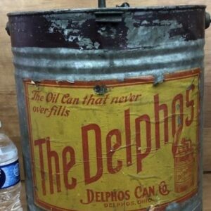 Antique Delphos rare early gas oil can & Pump vintage advertising PETROLEUM 1897