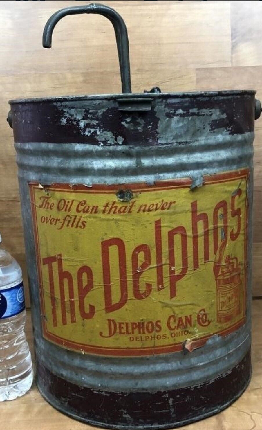 Antique Delphos rare early gas oil can & Pump vintage advertising PETROLEUM 1897