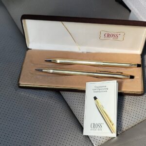 Cross RCA Adv 10kt  Gold Filled Set Ball Pen Pencil Vintage Blue ink chrome tip 