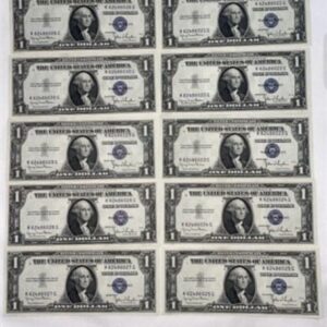 57_9a7edf70-d2d0-44f3-90d7-dee57fb573cc.jpg (10) Uncirculated Consecutive Sequential 1935 Plain $1 Bill Notes