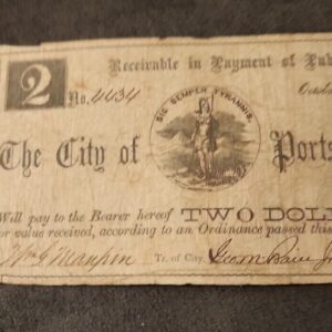 $1 1861 Portsmouth Virginia VA Obsolete Currency Bank Note Bill City of Port.