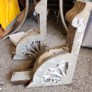 57_a140205c-6a93-4462-9fcf-94d786ce1d28.jpg Large Wooden Corbel Architectural Salvage Antique Roof Bracket Vintage 17" x 3"