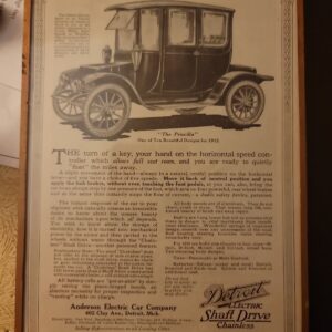 Harvey’s Wallhangers Early 1900s Detroit Electric Shaft Drive Advertisement