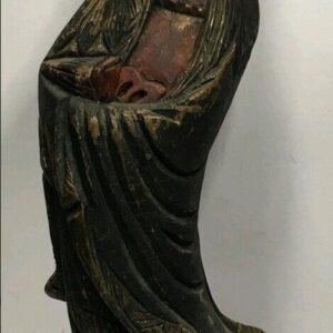 Antique oriental carved wood figure 19 Inches