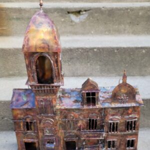 Vintage Copper CITY BUILDING Sculpture Metal Wall Art Hanging Town MCM Magaw Org