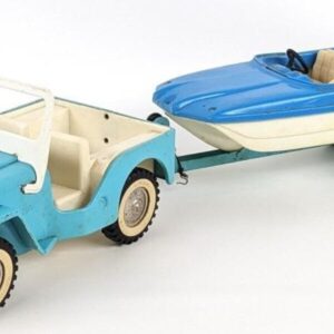 1963 Vintage Tonka # 516 Jeep Runabout Toy W/Boat, Trailer